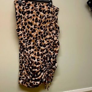 NWT women's leopard cinched pencil skirt size Lg